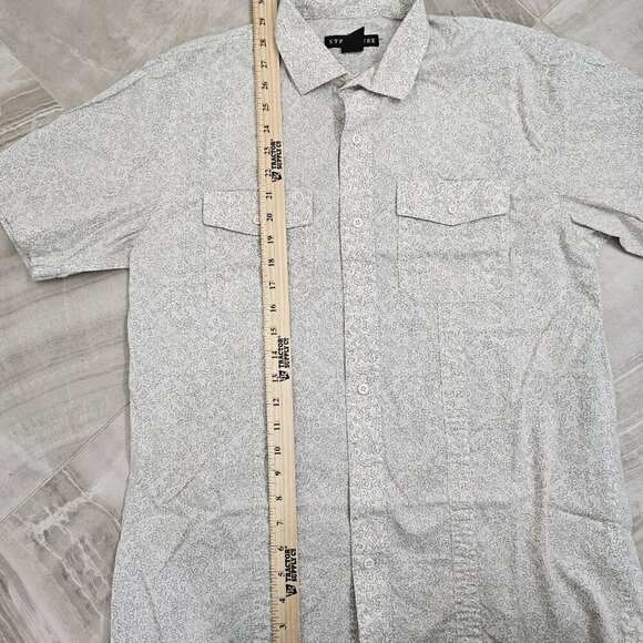 Structure Men's M White Gray Modern Fit Shirt Floral Print Short Sleeve - Picture 10 of 10